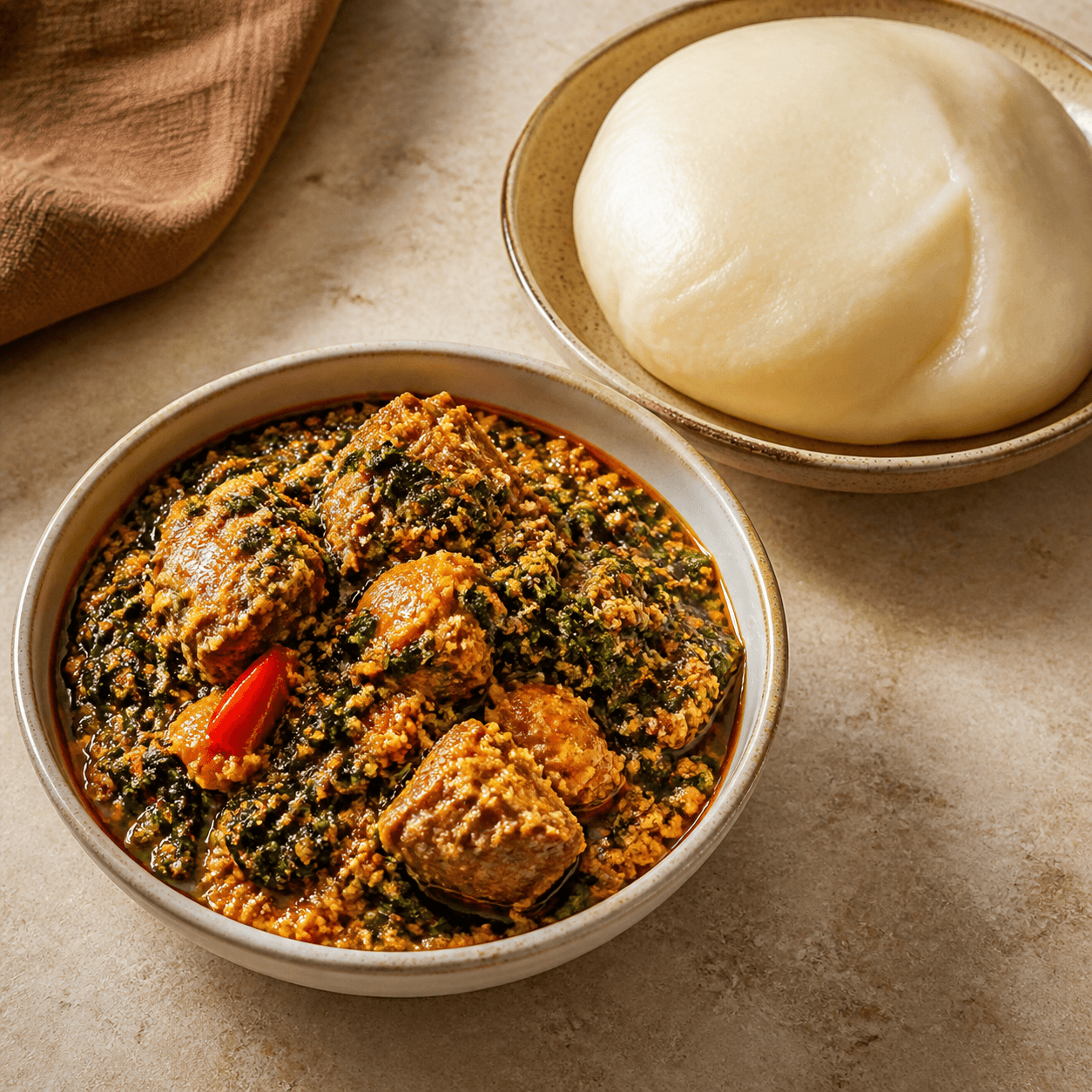 Egusi soup and pounded yam