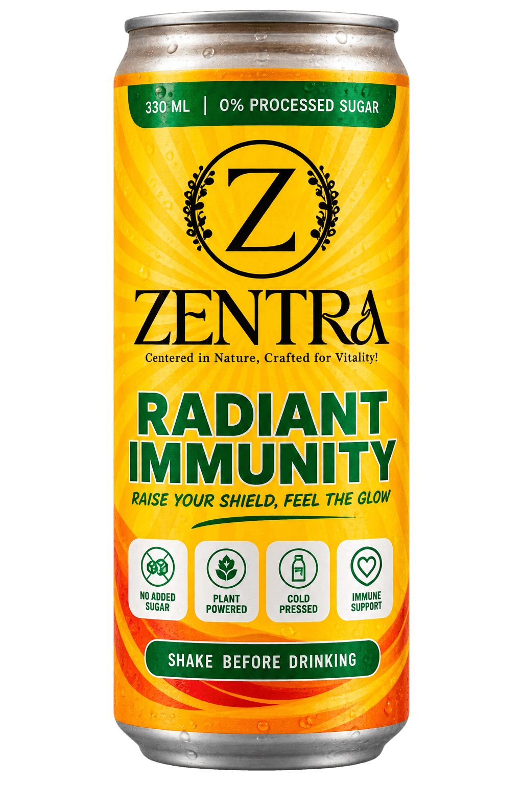 Zentra Radiant Immunity fruit drink can